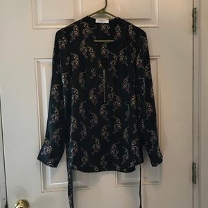 Sandro Paris Embroidered Tiger Black Blouse